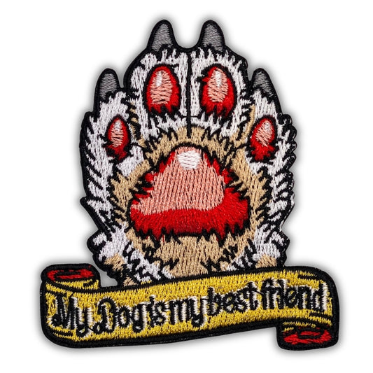 Paw Print Patch - "My Dog is my best friend" - Embroidered Iron-On Patches