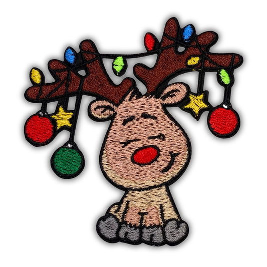 Chirstmas Reindeer Patch - Embroidered Iron-On Patches