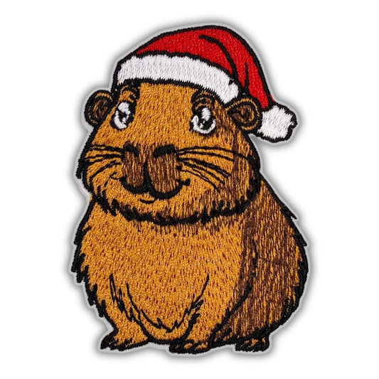 Christmas Capybara Patch - Embroidered Iron-On Patches