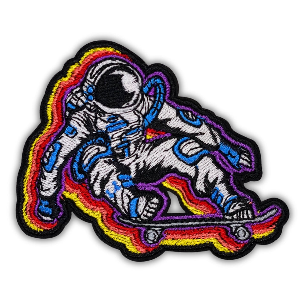 Cosmic Skater Astronaut Patch - Embroidered Iron-On Patches