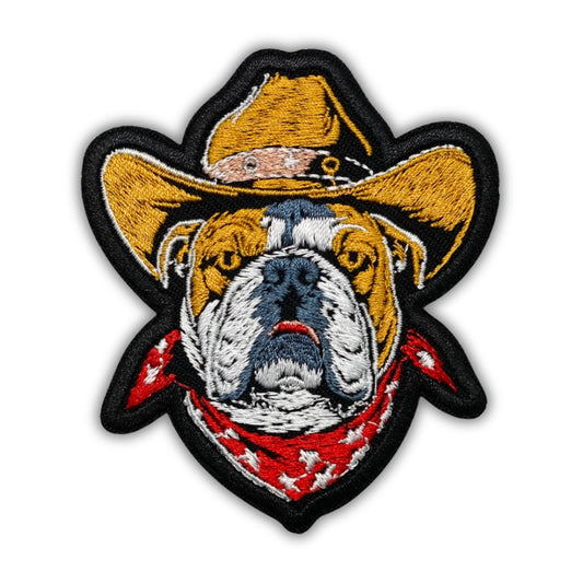 Cowboy Bulldog Patch - Embroidered Iron-On Patches