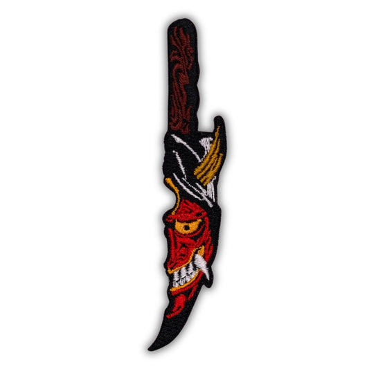 Crimson Hannya Dagger Patch - Embroidered Iron-On Patches