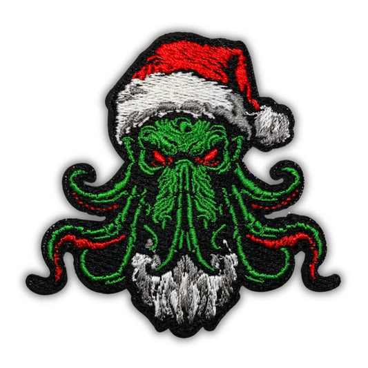 Christmas Cthulhu Patch - Embroidered Iron-On Patches