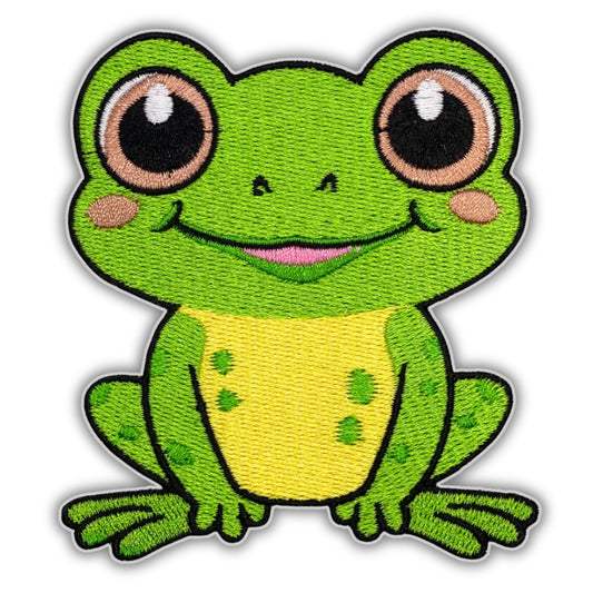 Cute Jolly Frog Patch - Embroidered Iron-On Patches