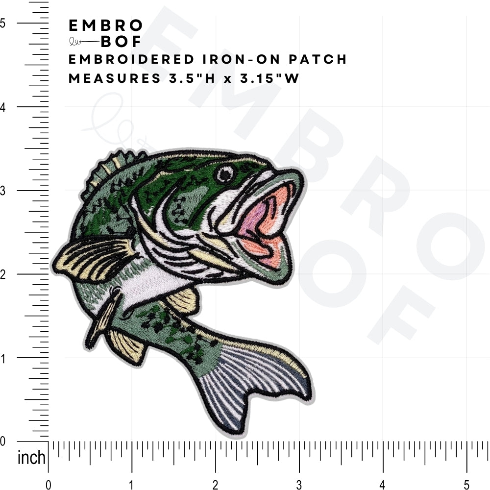 Largemouth Bass Fish Patch - Embroidered Iron-On Patches