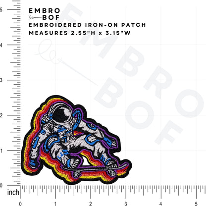 Cosmic Skater Astronaut Patch - Embroidered Iron-On Patches