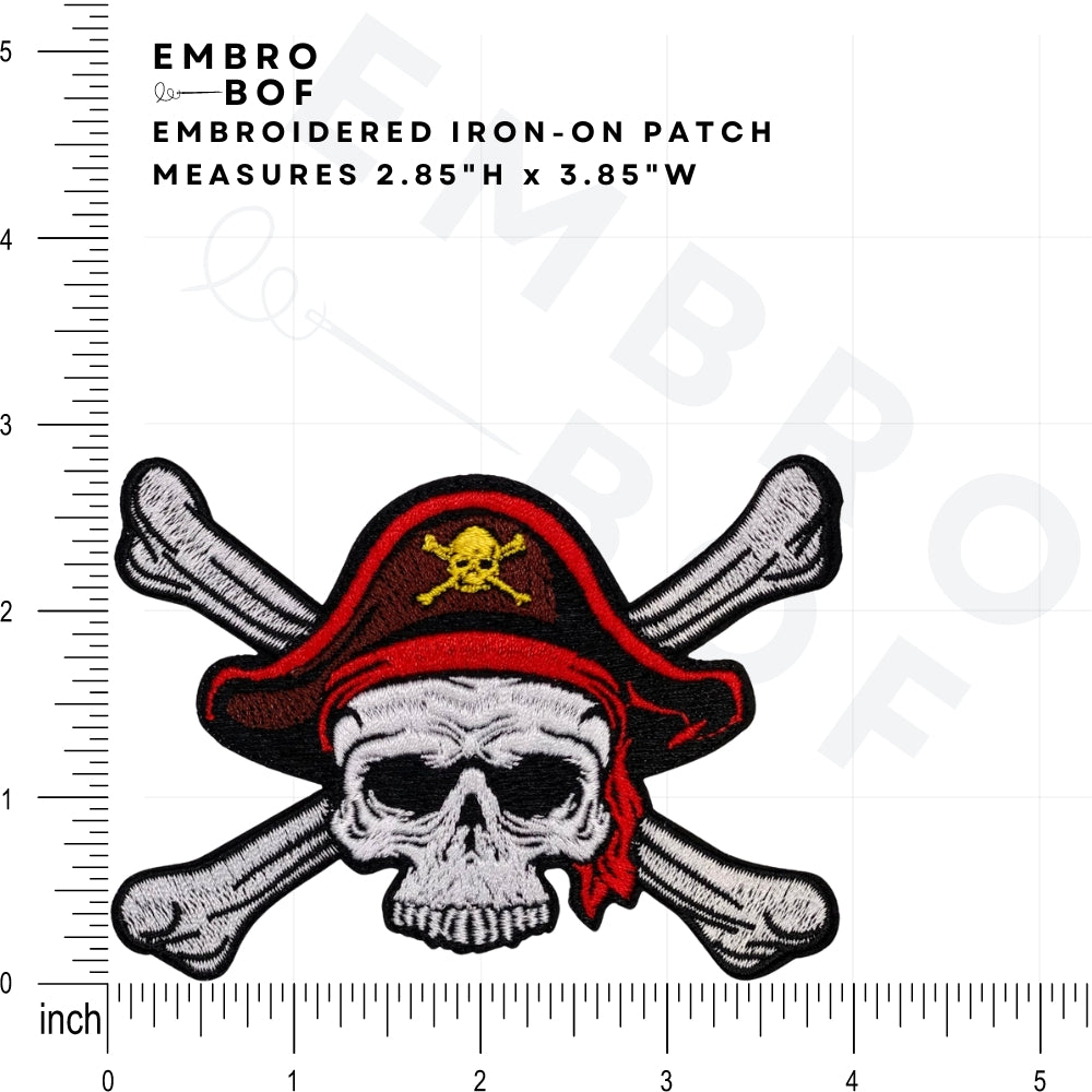 Captain Pirate Skull Patch - Embroidered Iron-On Patches