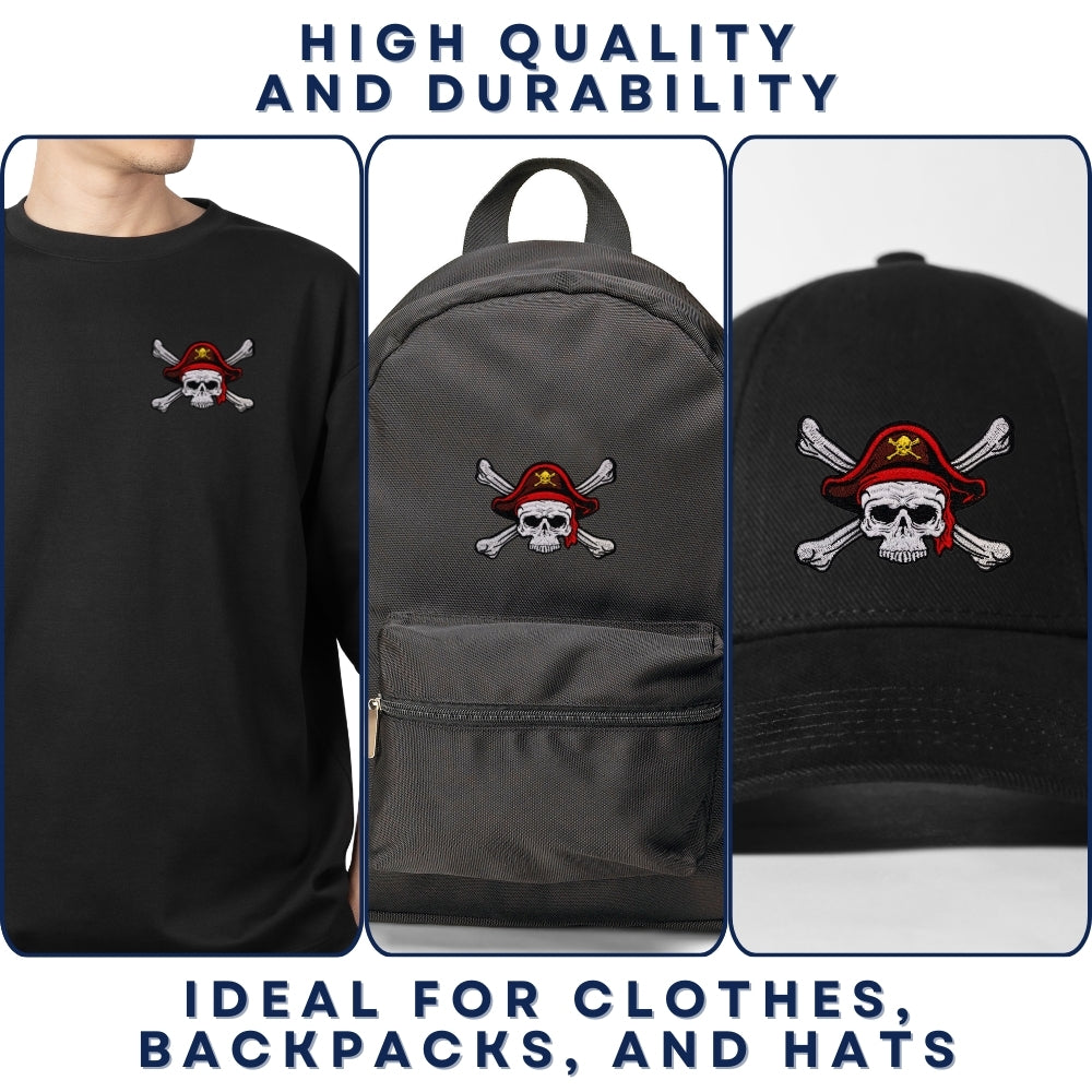 Captain Pirate Skull Patch - Embroidered Iron-On Patches