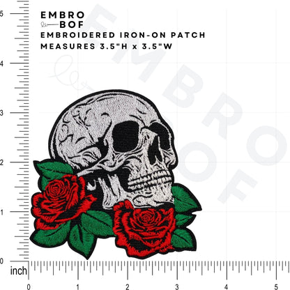 Timeless Skull and Rose Patch - Embroidered Iron-On Patches