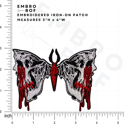 Bleeding Skull Butterfly Patch - Embroidered Iron-On Patches