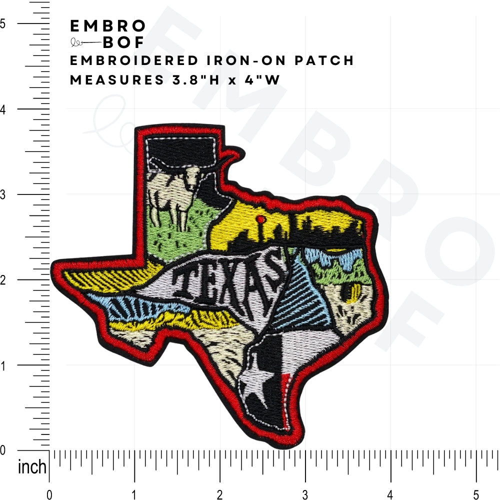 Pride Landscape Texas Patch - Embroidered Iron-On Patches