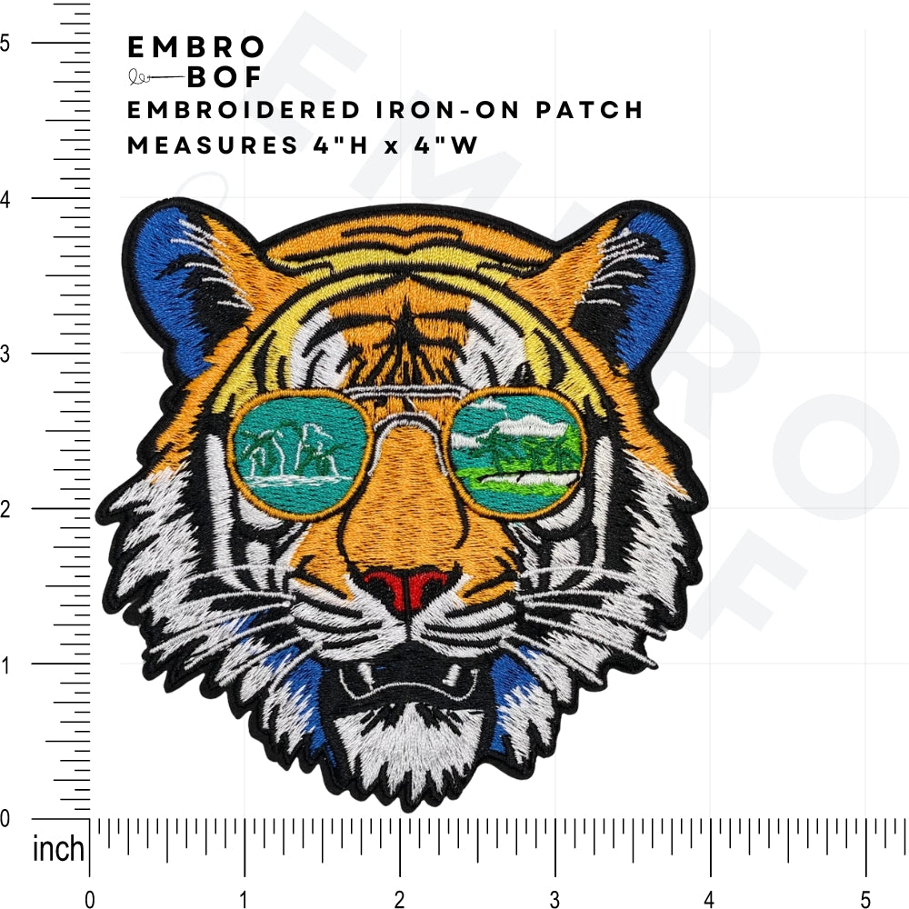 The Sunglasses Tiger Patch - Embroidered Iron-On Patches