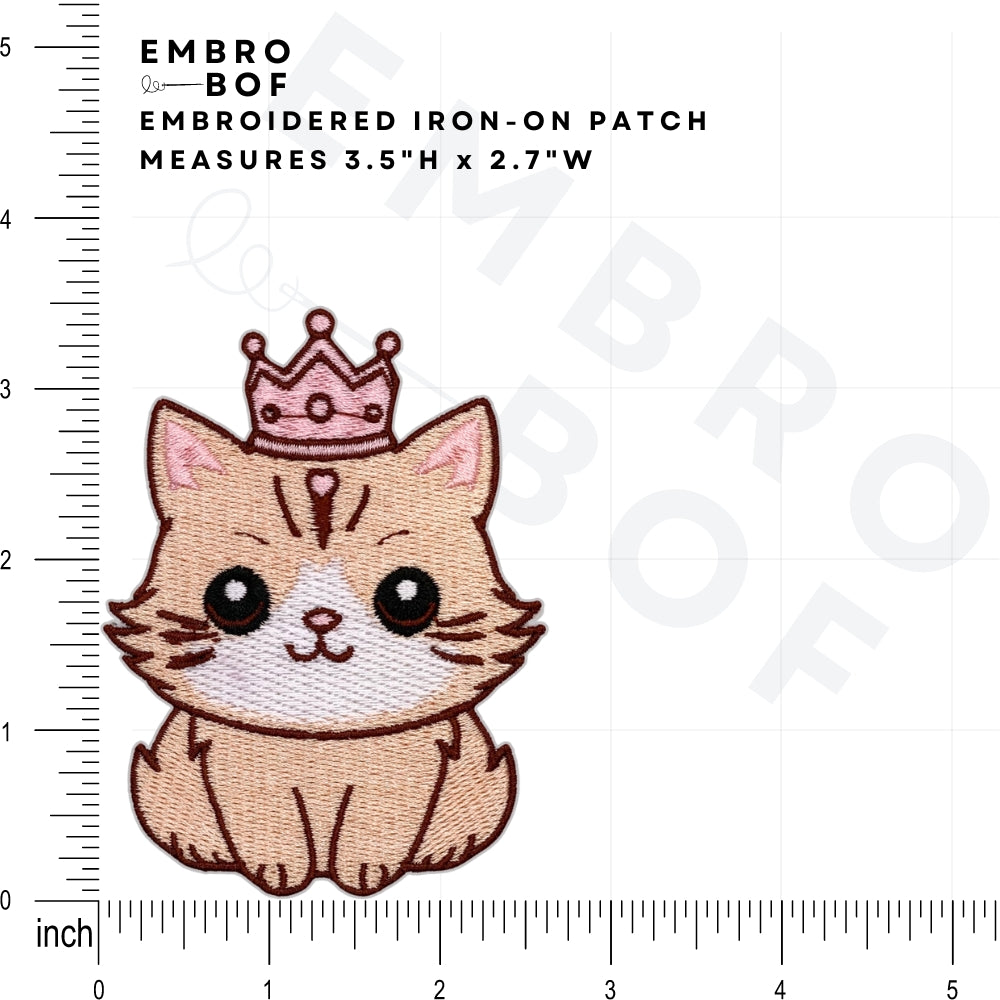 The Princess Cat Patch - Embroidered Iron-On Patches