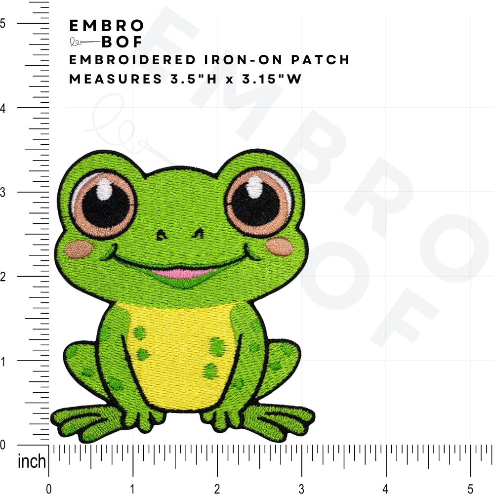 Cute Jolly Frog Patch - Embroidered Iron-On Patches