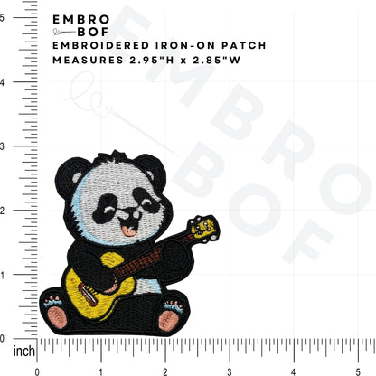 Baby Rockstar Panda Patch - Embroidered Iron-On Patches