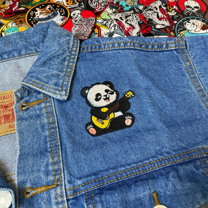 Baby Rockstar Panda Patch - Embroidered Iron-On Patches