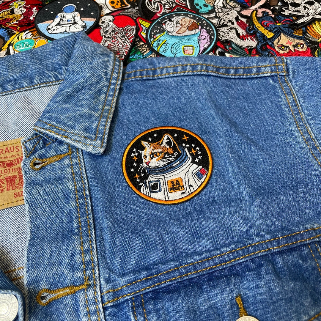 Space Explorer Cat Patch - Embroidered Iron-On Patches