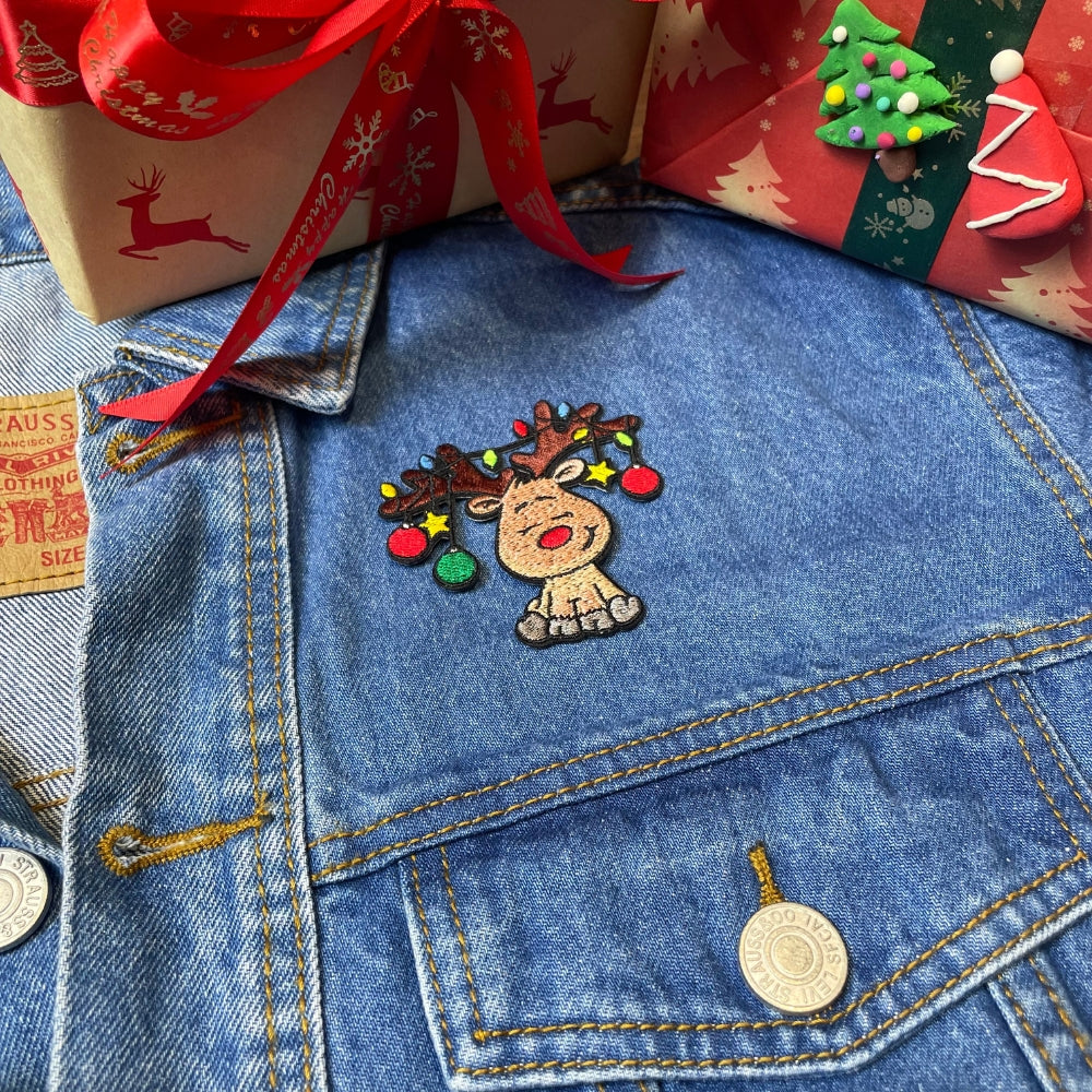 Chirstmas Reindeer Patch - Embroidered Iron-On Patches