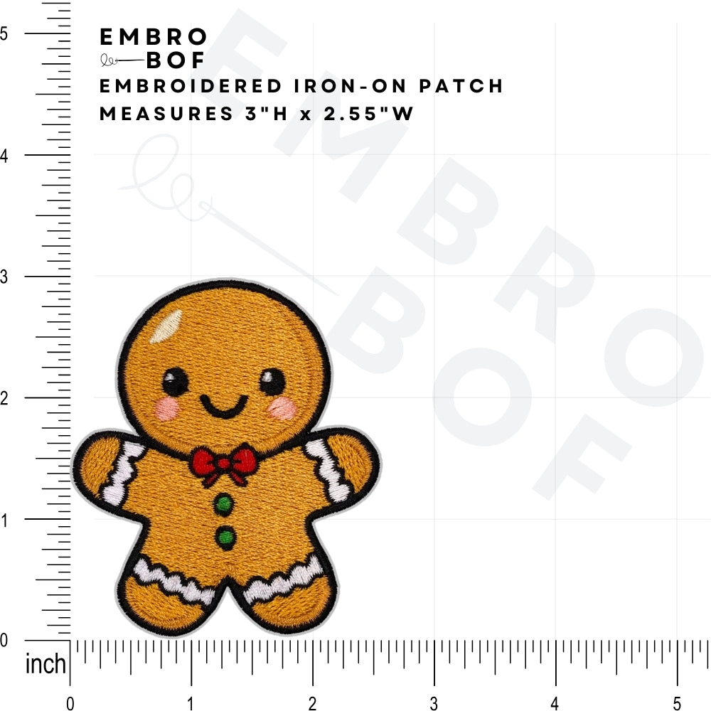 Gentleman Christmas Gingerbread Patch - Embroidered Iron-On Patches