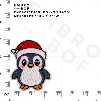 Santa's Little Penguin Patch - Embroidered Iron-On Patches