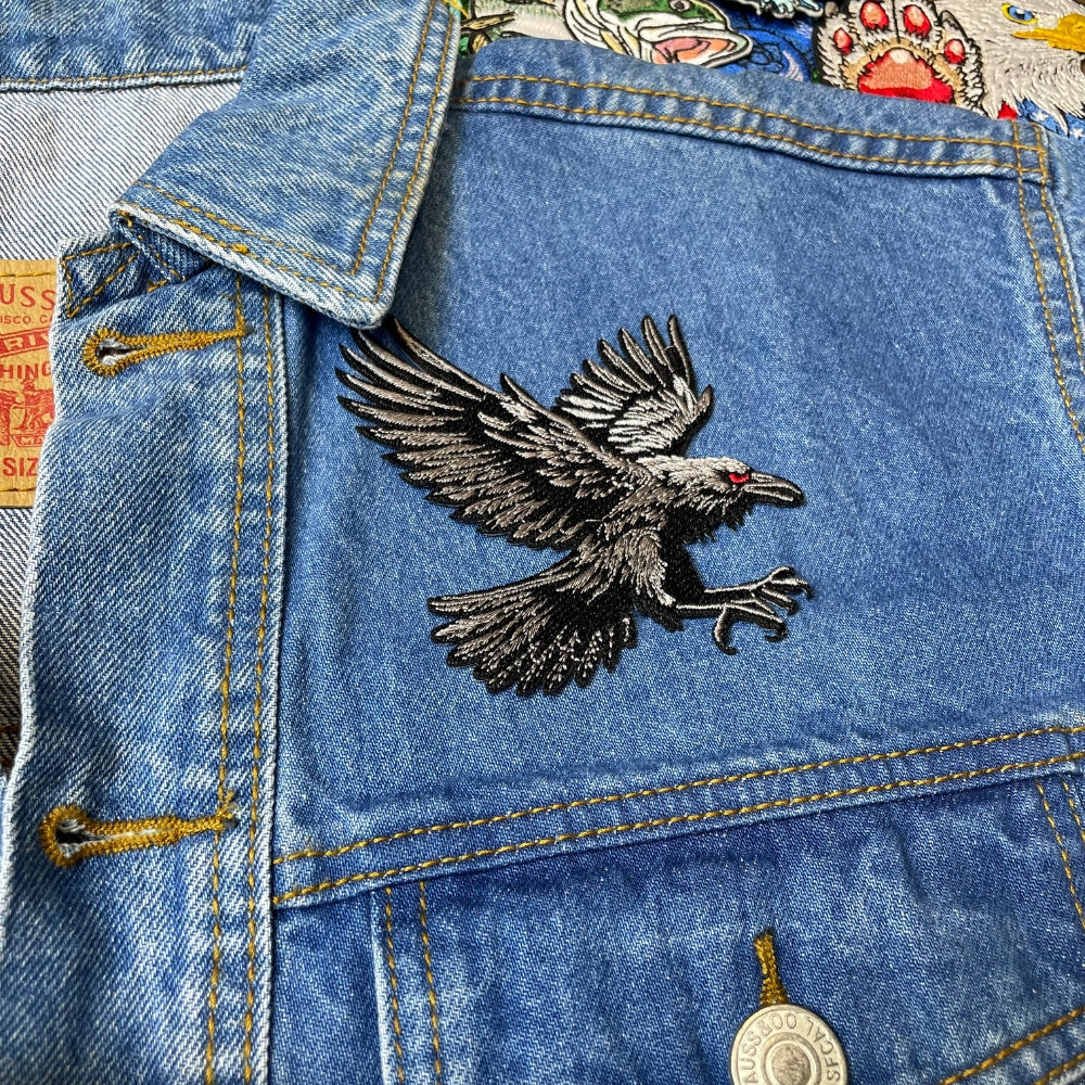 Soaring Raven Patch - Embroidered Iron-On Patches