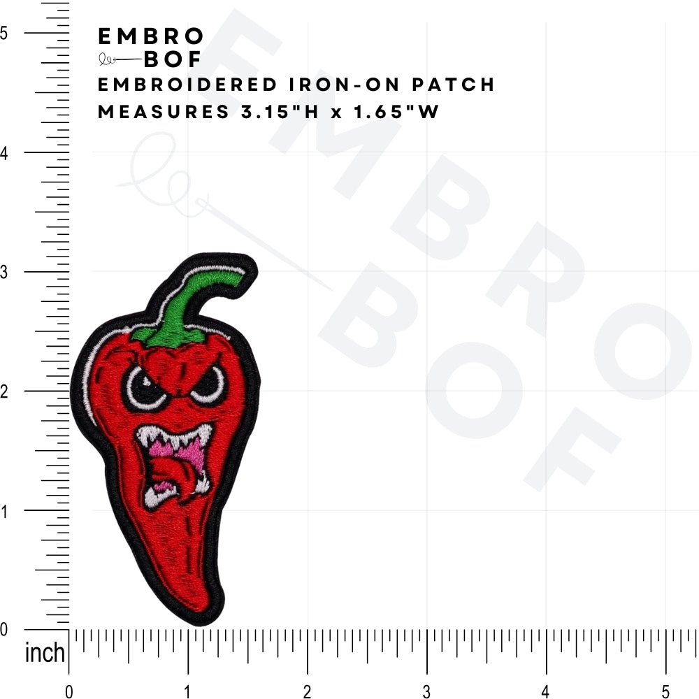 Fiery Chili Pepper Patch - Embroidered Iron-On Patches