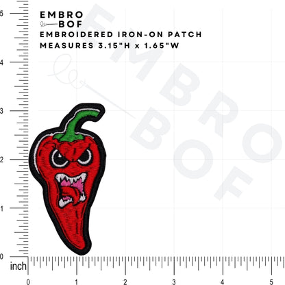 Fiery Chili Pepper Patch - Embroidered Iron-On Patches