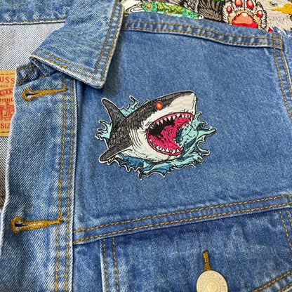 Ocean Fury Shark Patch - Embroidered Iron-On Patches