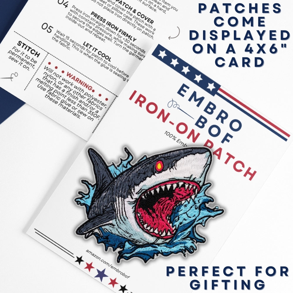 Ocean Fury Shark Patch - Embroidered Iron-On Patches