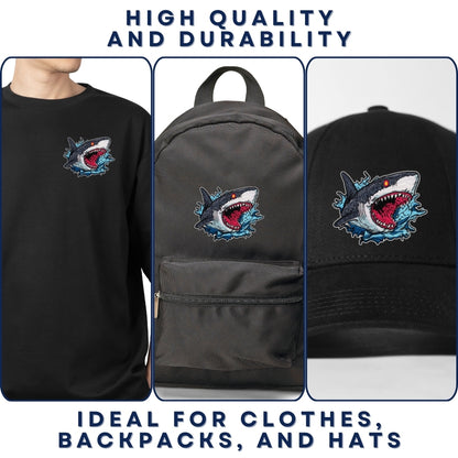 Ocean Fury Shark Patch - Embroidered Iron-On Patches