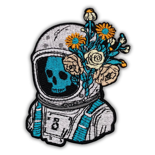 Floral Rebirth Skull Astronaut Patch - Embroidered Iron-On Patches