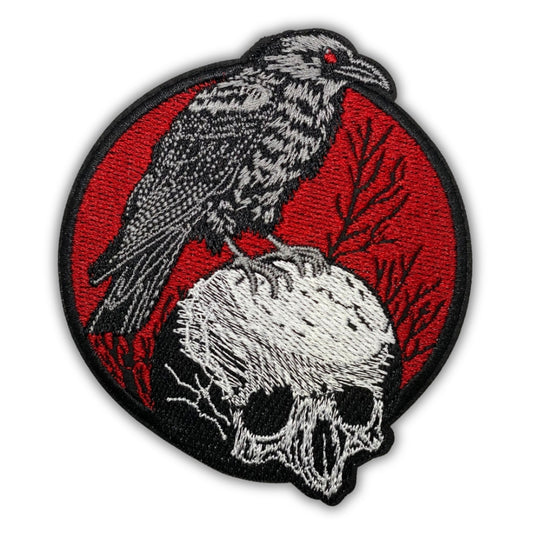 Gothic Skull Raven Patch - Embroidered Iron-On Patches