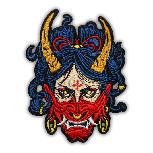 Hannya Mask Geisha Patch - Embroidered Iron-On Patches