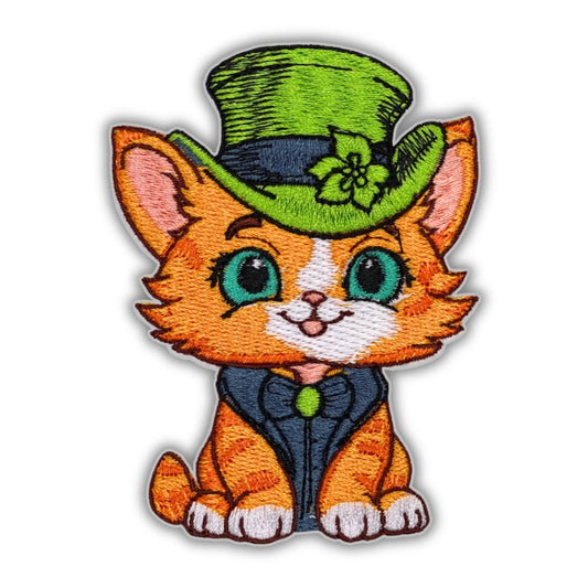 Leprechaun Cute Cat Patch - Embroidered Iron-On Patches