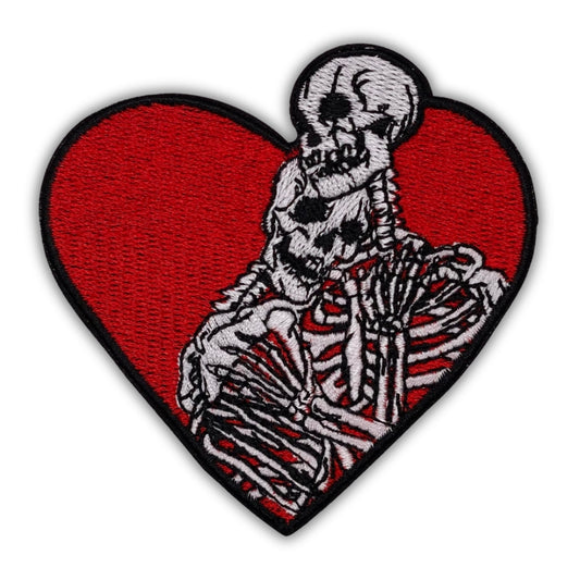 Love Beyond Death Skeleton Patch - Embroidered Iron-On Patches