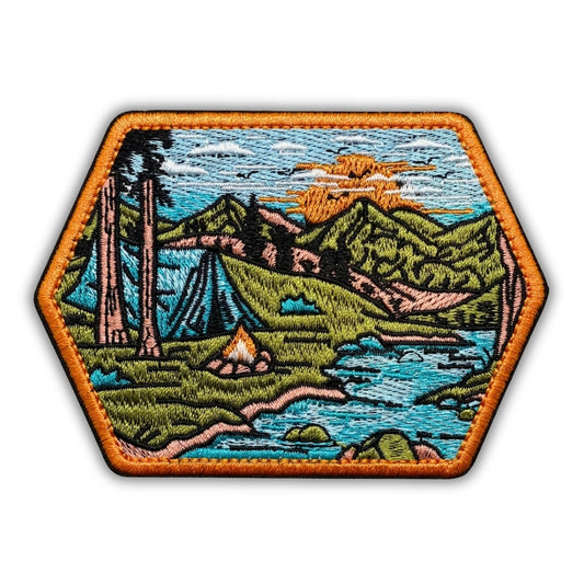 Serene Wilderness Camping Patch - Embroidered Iron-On Patches