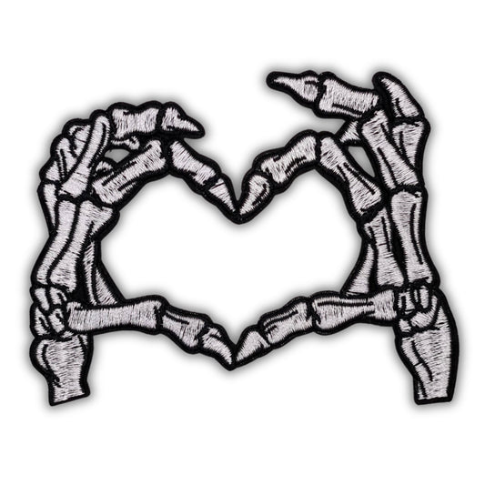 Skeleton Heart Hands Patch - Embroidered Iron-On Patches