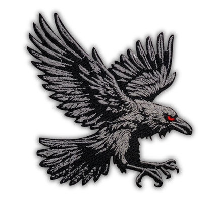 Soaring Raven Patch - Embroidered Iron-On Patches