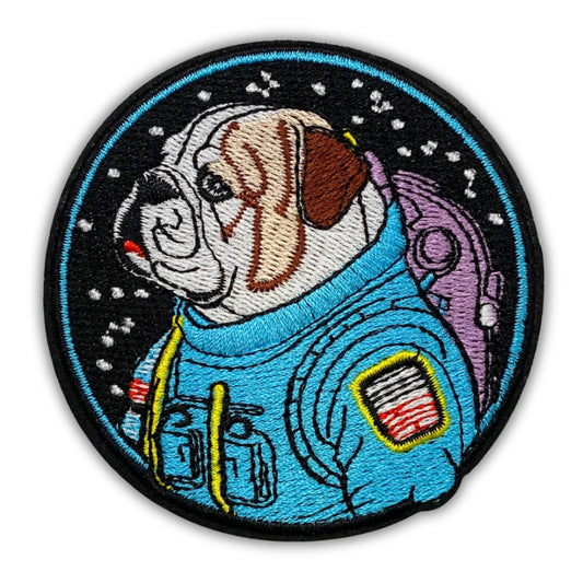 Space Explorer Bulldog Patch - Embroidered Iron-On Patches