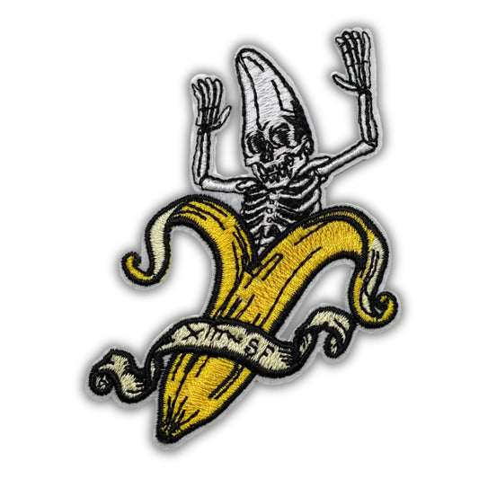 Surrendering Banana Skeleton Patch - Embroidered Iron-On Patches