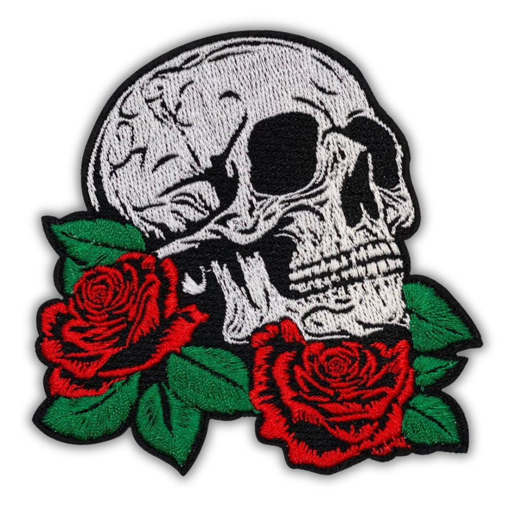 Timeless Skull and Rose Patch - Embroidered Iron-On Patches