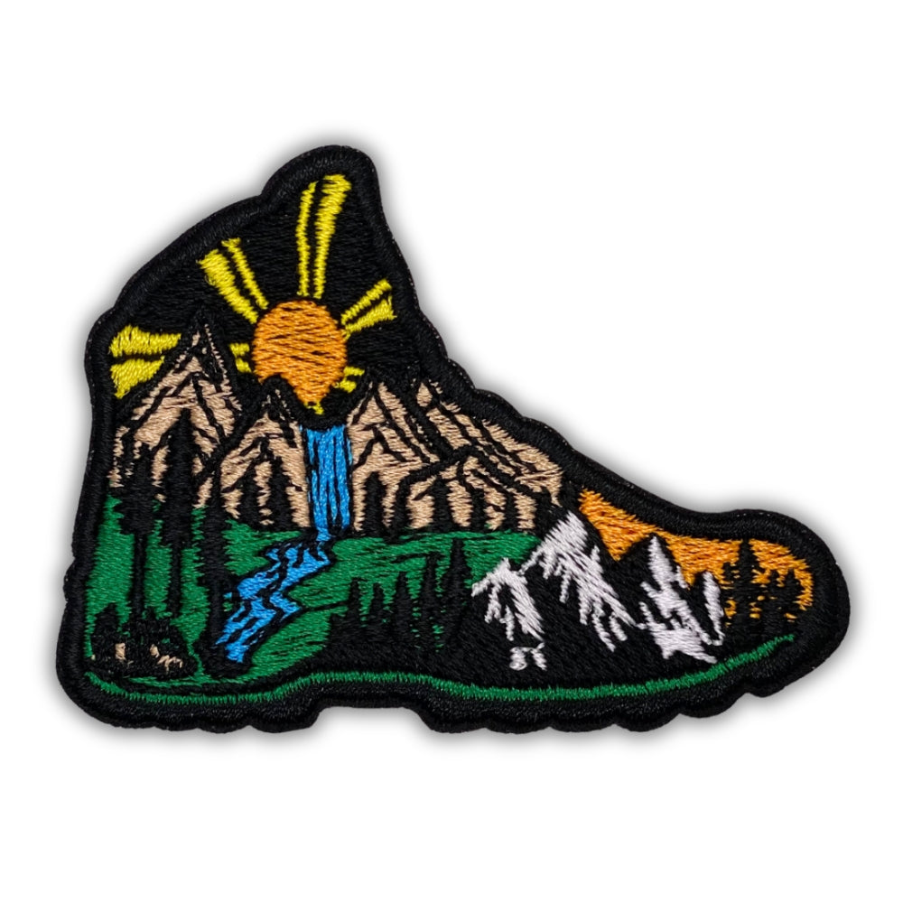 Wilderness Hiking Boot Patch - Embroidered Iron-On Patches